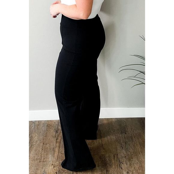 Azura Exchange  Black Exposed Seam Straight Leg Plus Size Pants - Picture 2 of 6